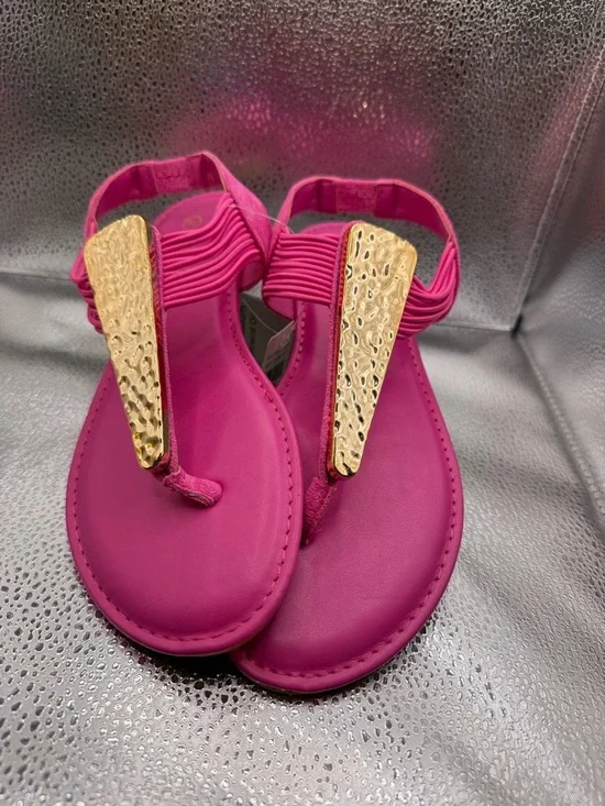 HOT PINK with Gold Women’s Sandals Size 7.5 - Picture 5 of 8